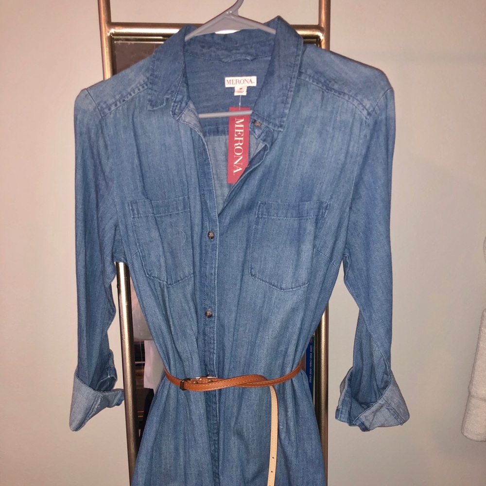 Button down denim dress & belt